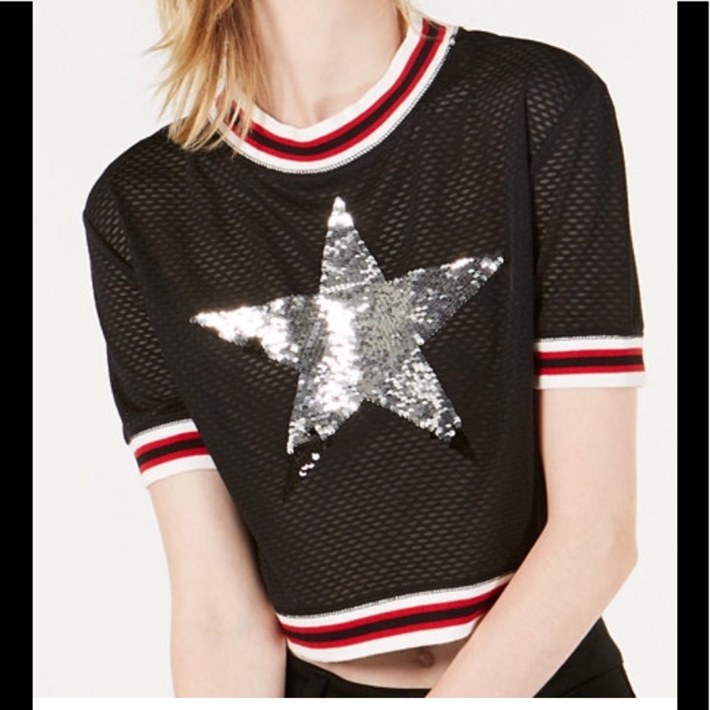 Starter Star Mesh Black Crop Jersey Top